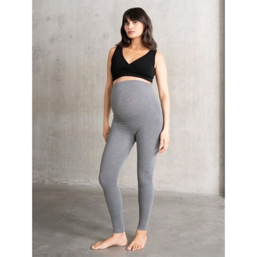 Seraphine Maternity Leggings Bamboo Opaque Footless Size Small Gray